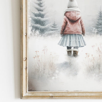 Forest Adventure Prints, Girl's Room Decor, Winter Wonderland Theme - WildfieldPrints