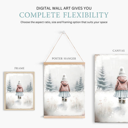 Forest Adventure Prints, Girl's Room Decor, Winter Wonderland Theme - WildfieldPrints