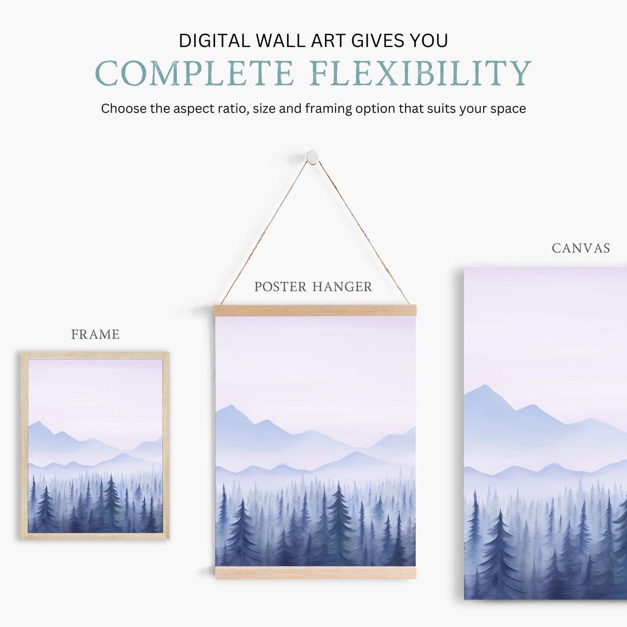 Misty Mountain Print – Nature Boys Nursery Wall Decor • Set of 3