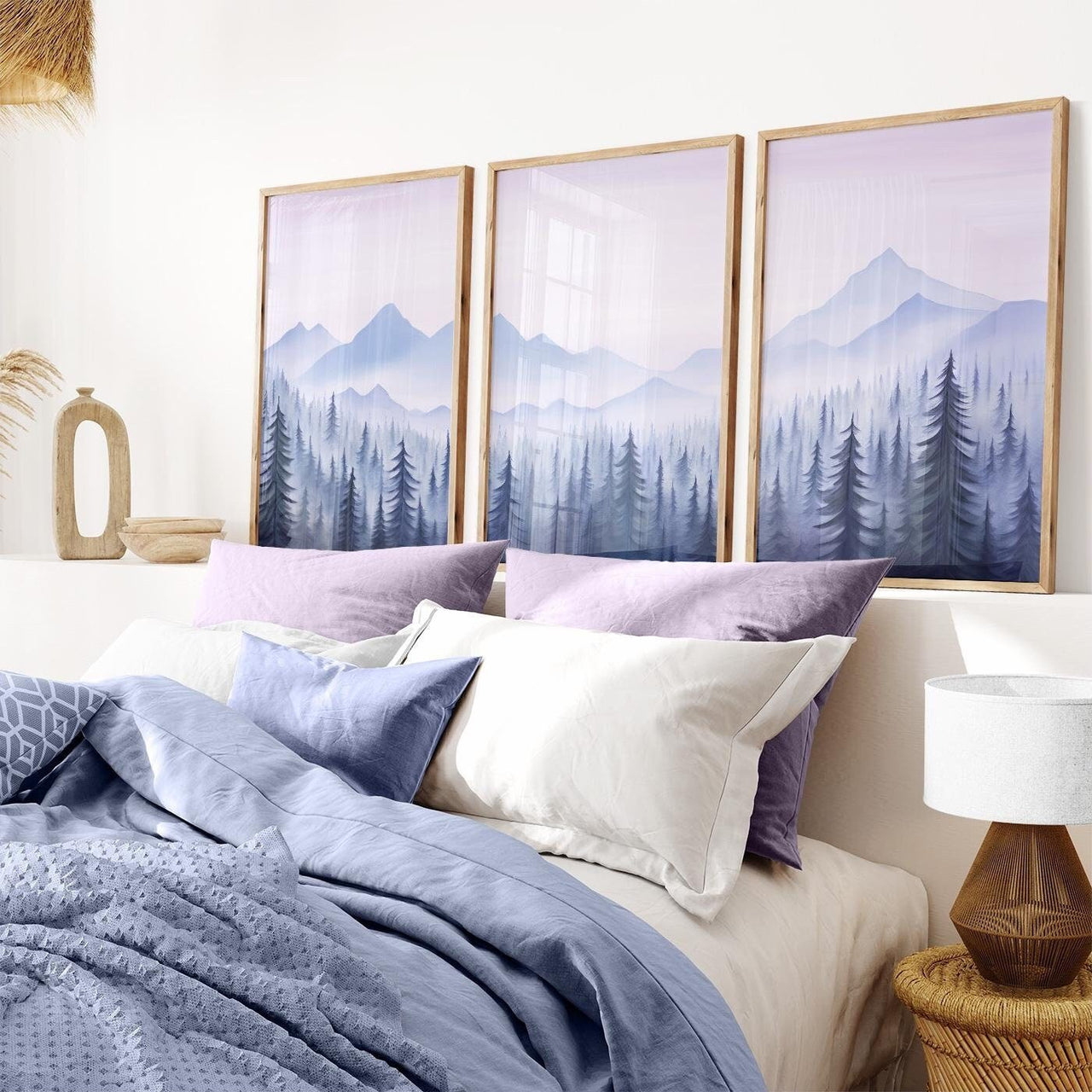 Misty Mountain Print – Nature Boys Nursery Wall Decor • Set of 3