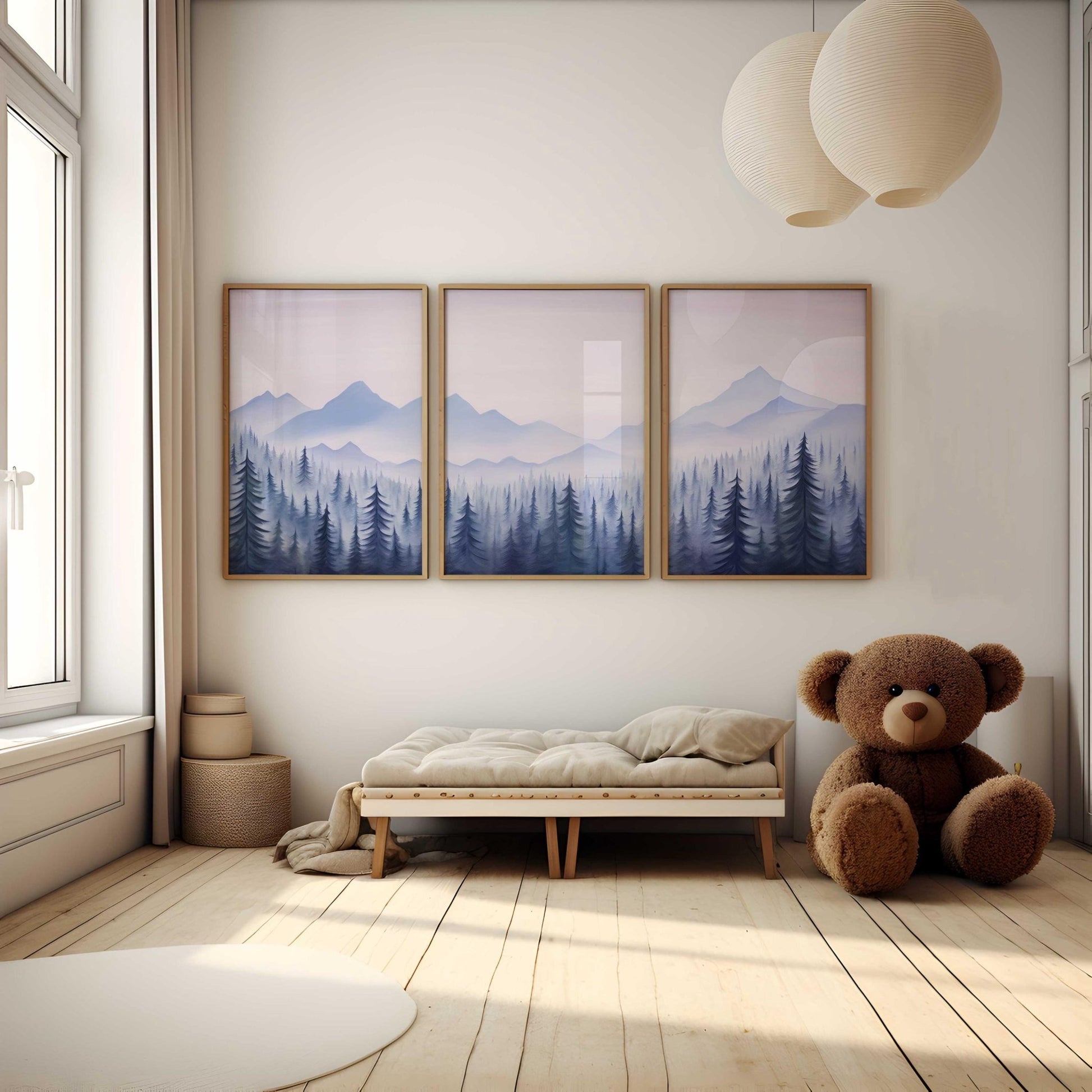 Forest & Mountain Art, Nature Nursery Decor, Misty Landscape Prints - WildfieldPrints