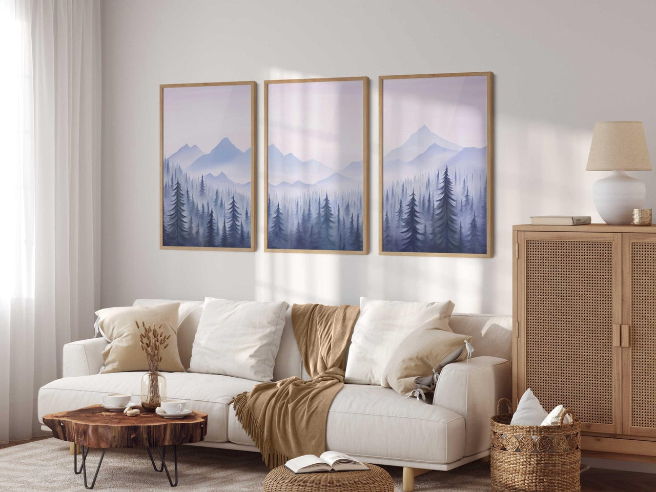 Misty Mountain Print – Nature Boys Nursery Wall Decor • Set of 3