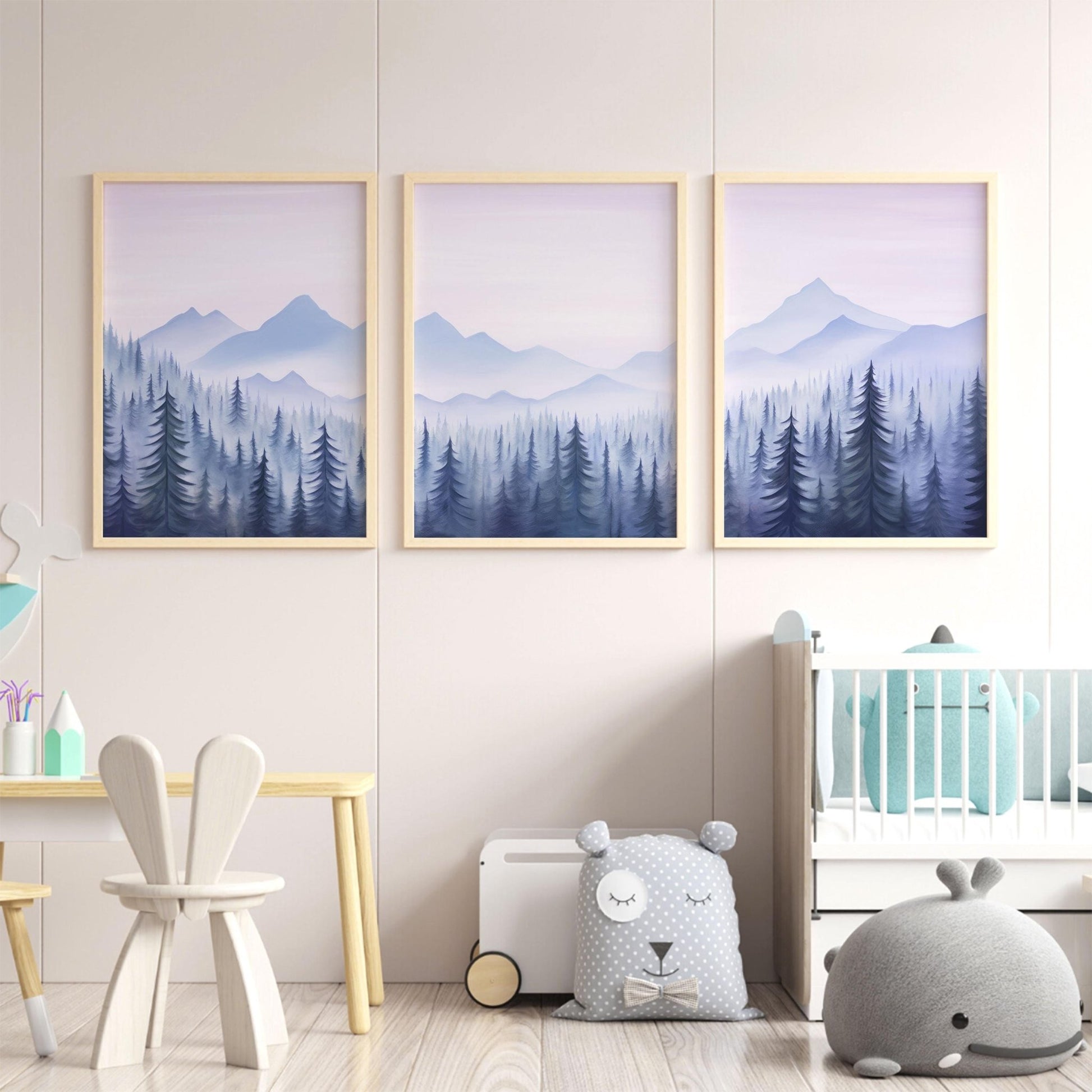 Forest & Mountain Art, Nature Nursery Decor, Misty Landscape Prints - WildfieldPrints