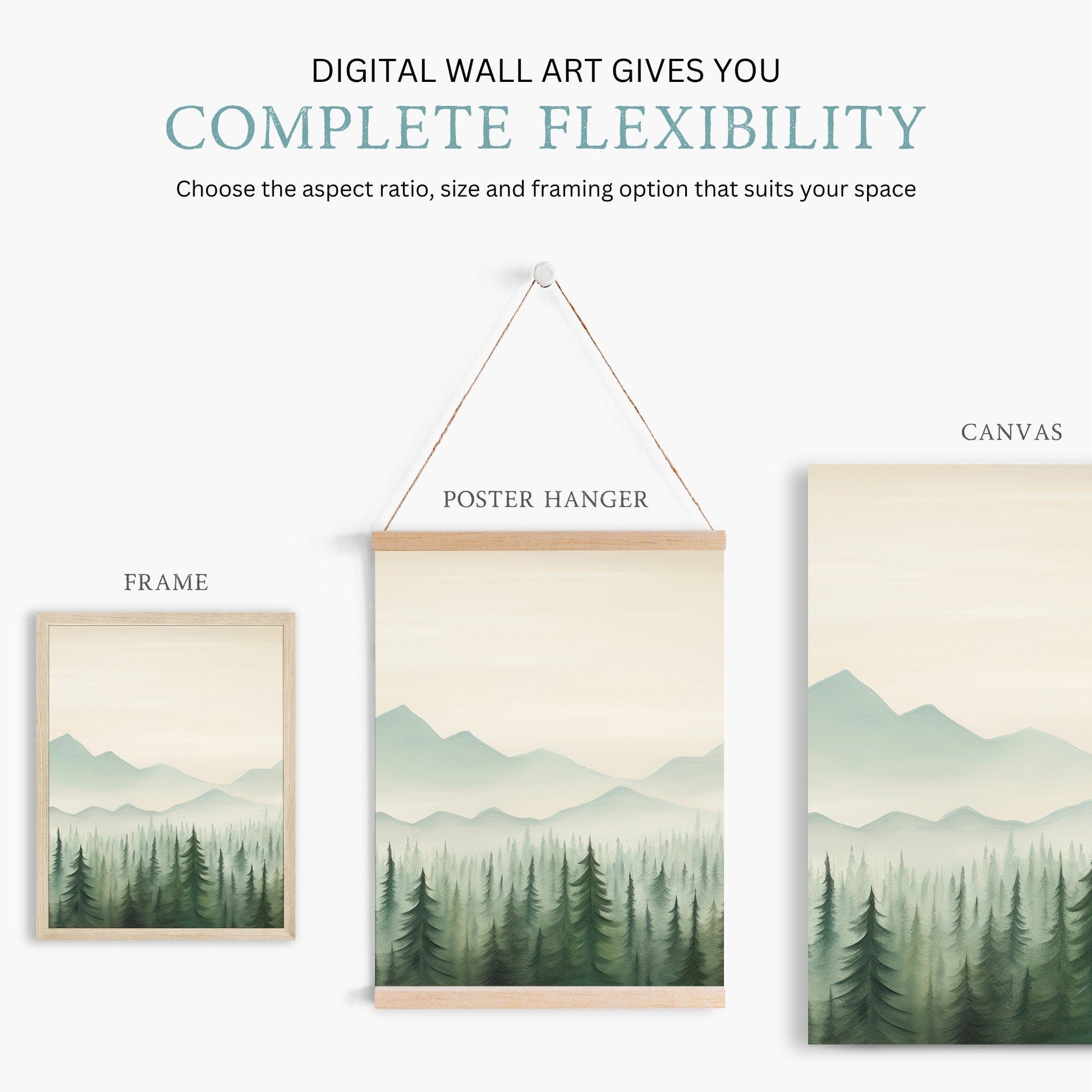 Forest & Mountain Landscape Art, Nature Nursery Decor, Triptych Collection - WildfieldPrints