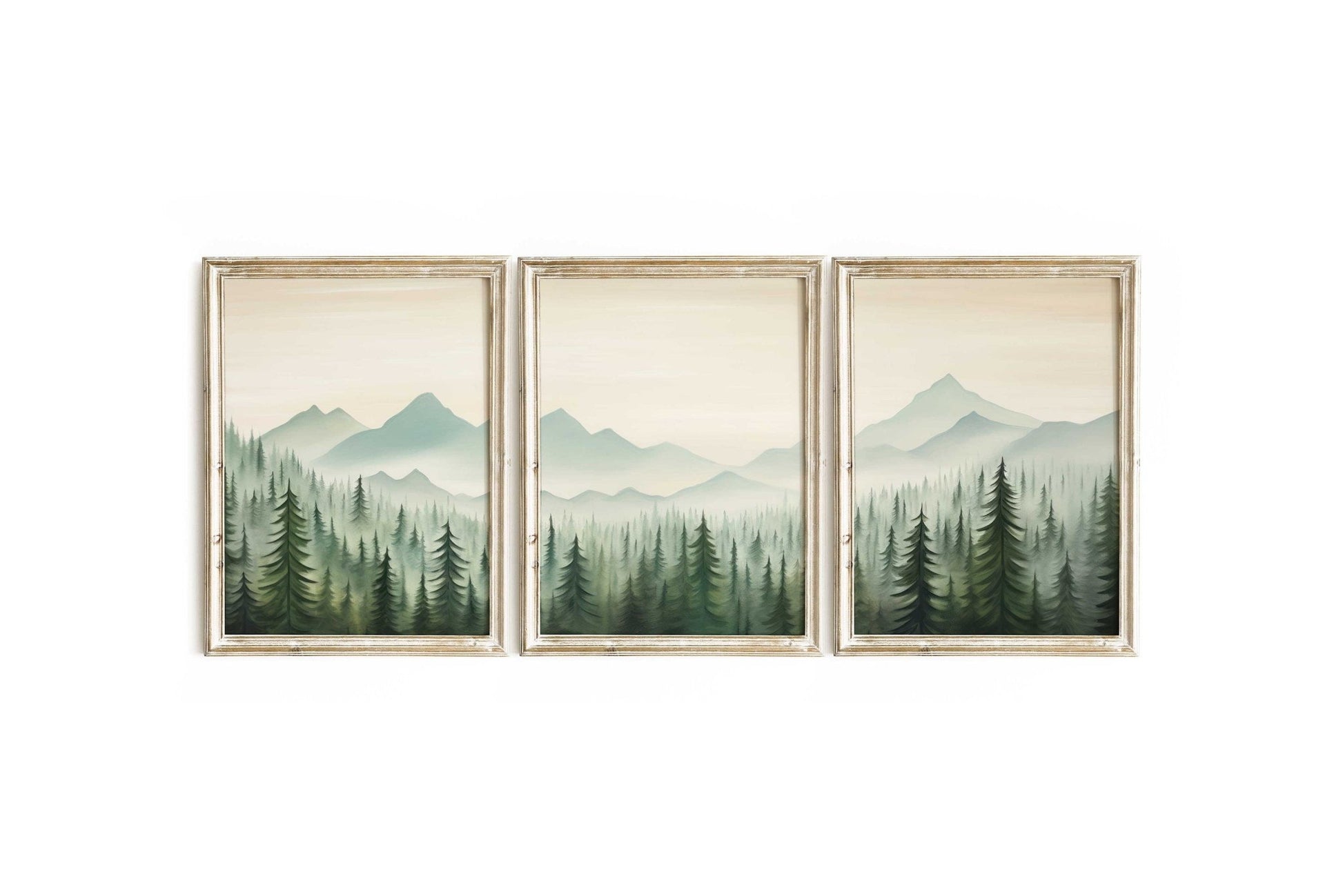Forest & Mountain Landscape Art, Nature Nursery Decor, Triptych Collection - WildfieldPrints