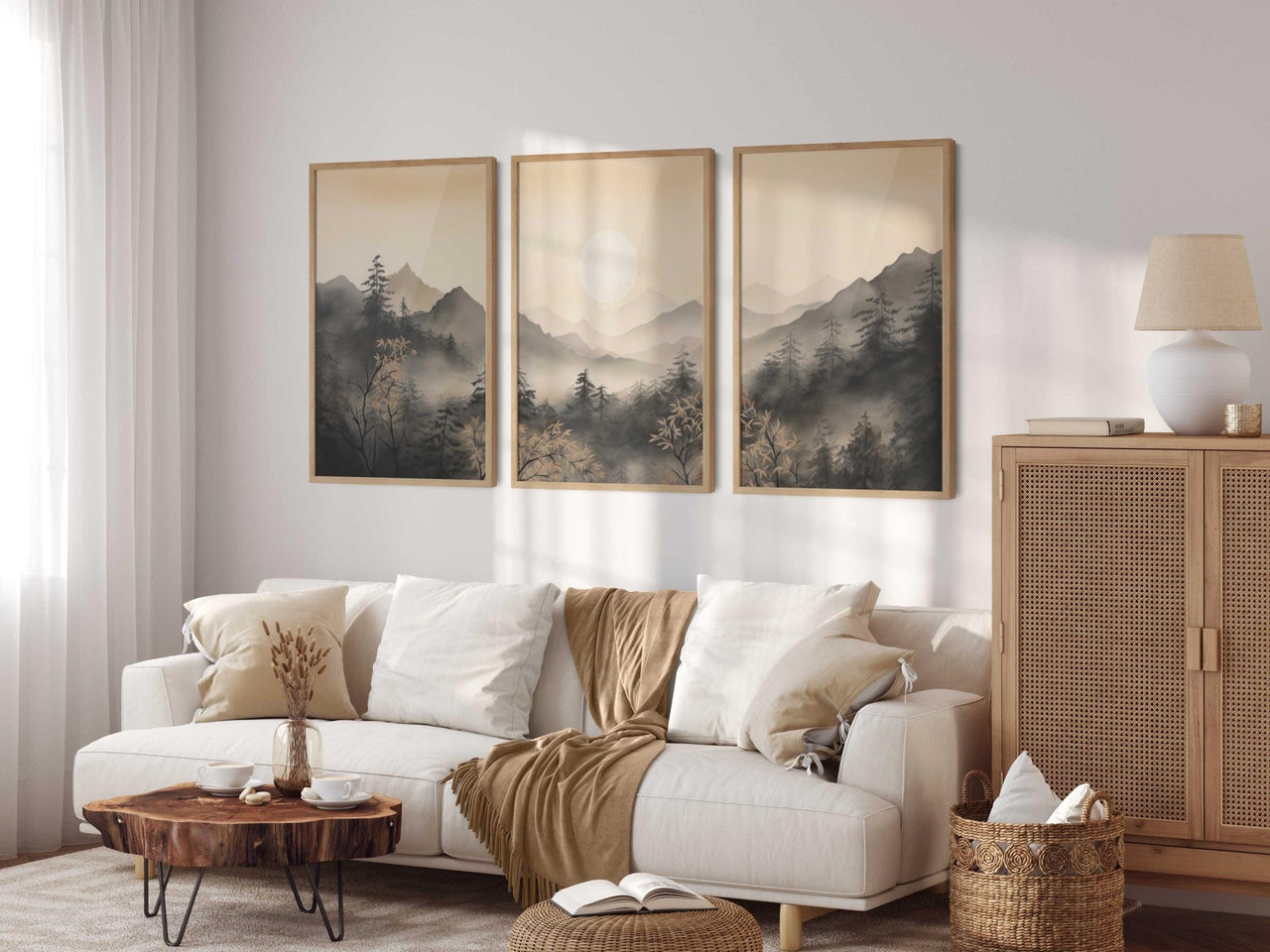 Forest Sunset Wall Art – Nature Boys Nursery Print • Set of 3