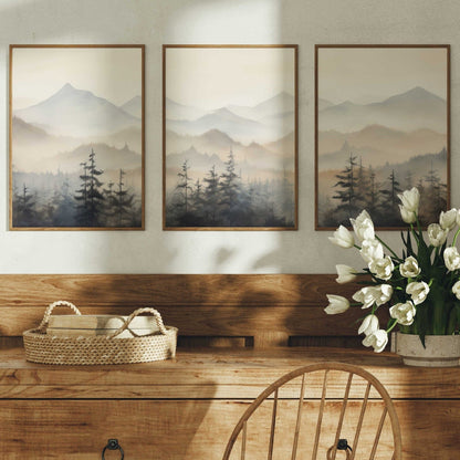 Forest & Mountain Landscape Art, Nature Wall Decor, Bedroom Accent - WildfieldPrints