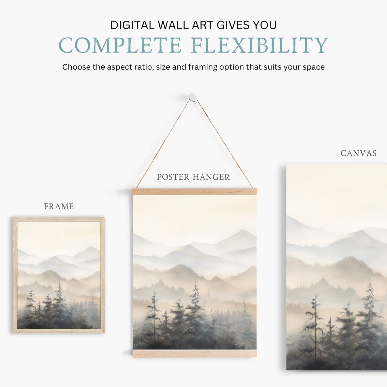 Misty Forest Wall Art – Nature Nursery Print • Set of 3