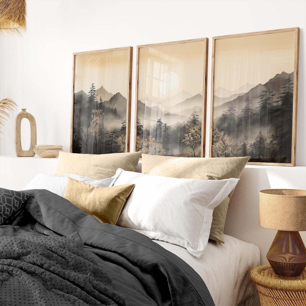 Forest Sunset Wall Art – Nature Boys Nursery Print • Set of 3