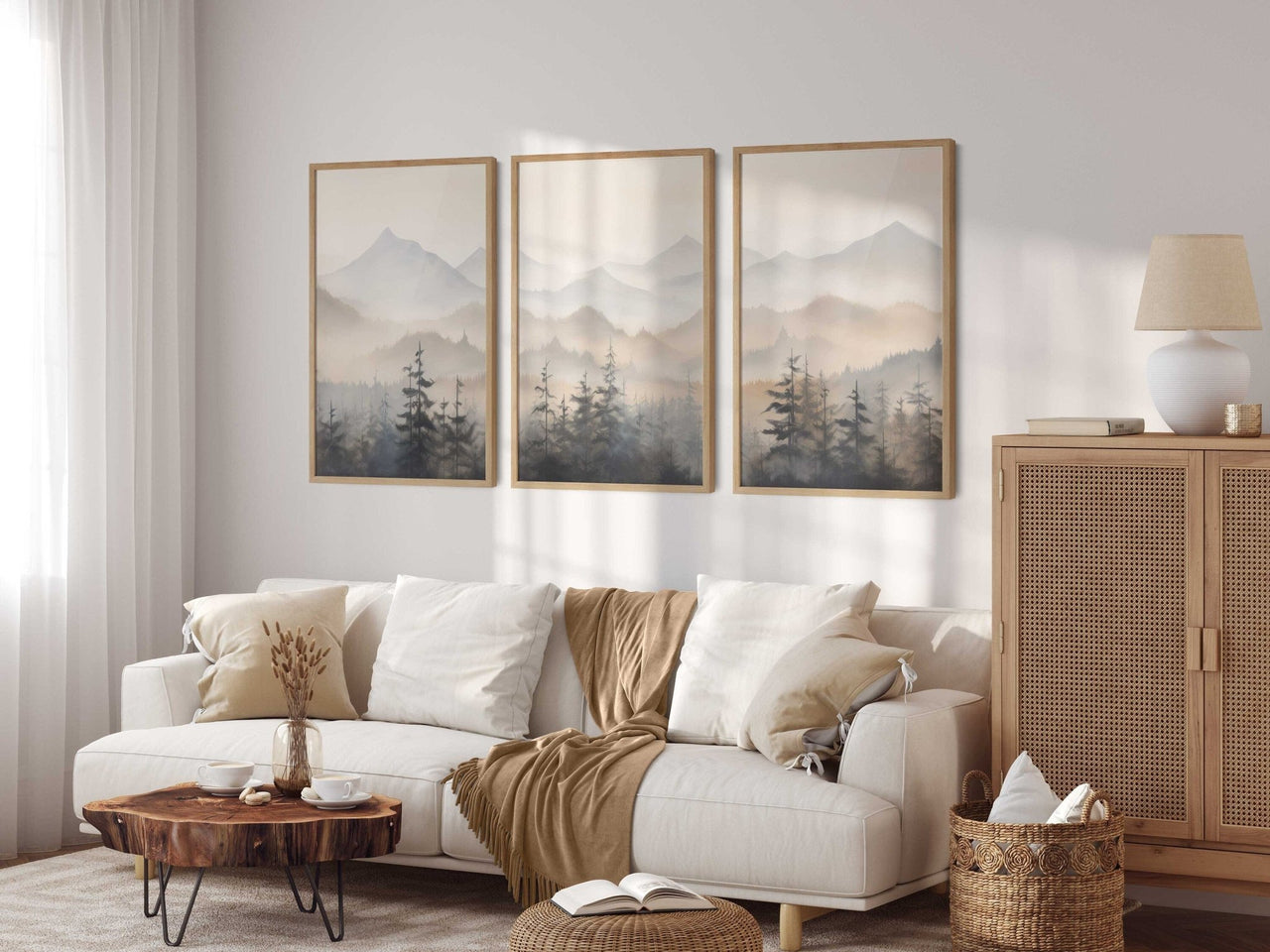 Misty Forest Wall Art – Nature Nursery Print • Set of 3
