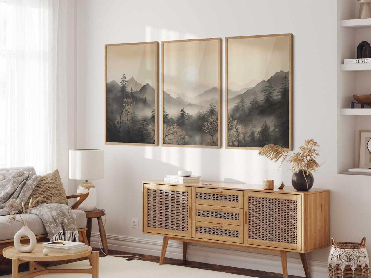 Forest Sunset Wall Art – Nature Boys Nursery Print • Set of 3