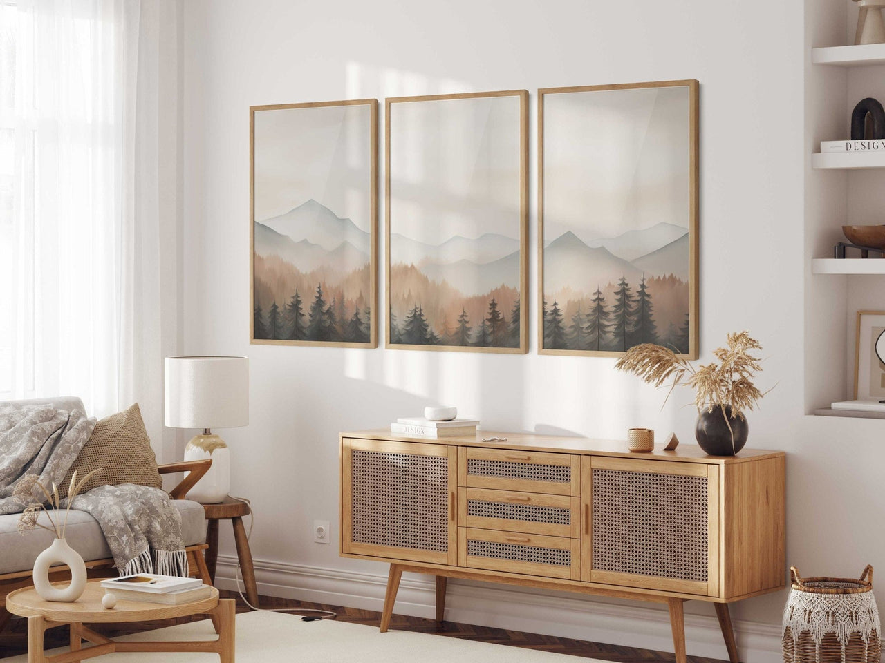 Forest & Mountain Print – Nature Nursery Wall Art for Kids • Set of 3