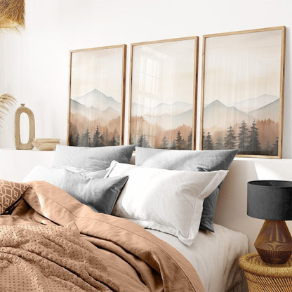 Forest & Mountain Landscape Painting, Nature Nursery Decor, Autumn Print - WildfieldPrints