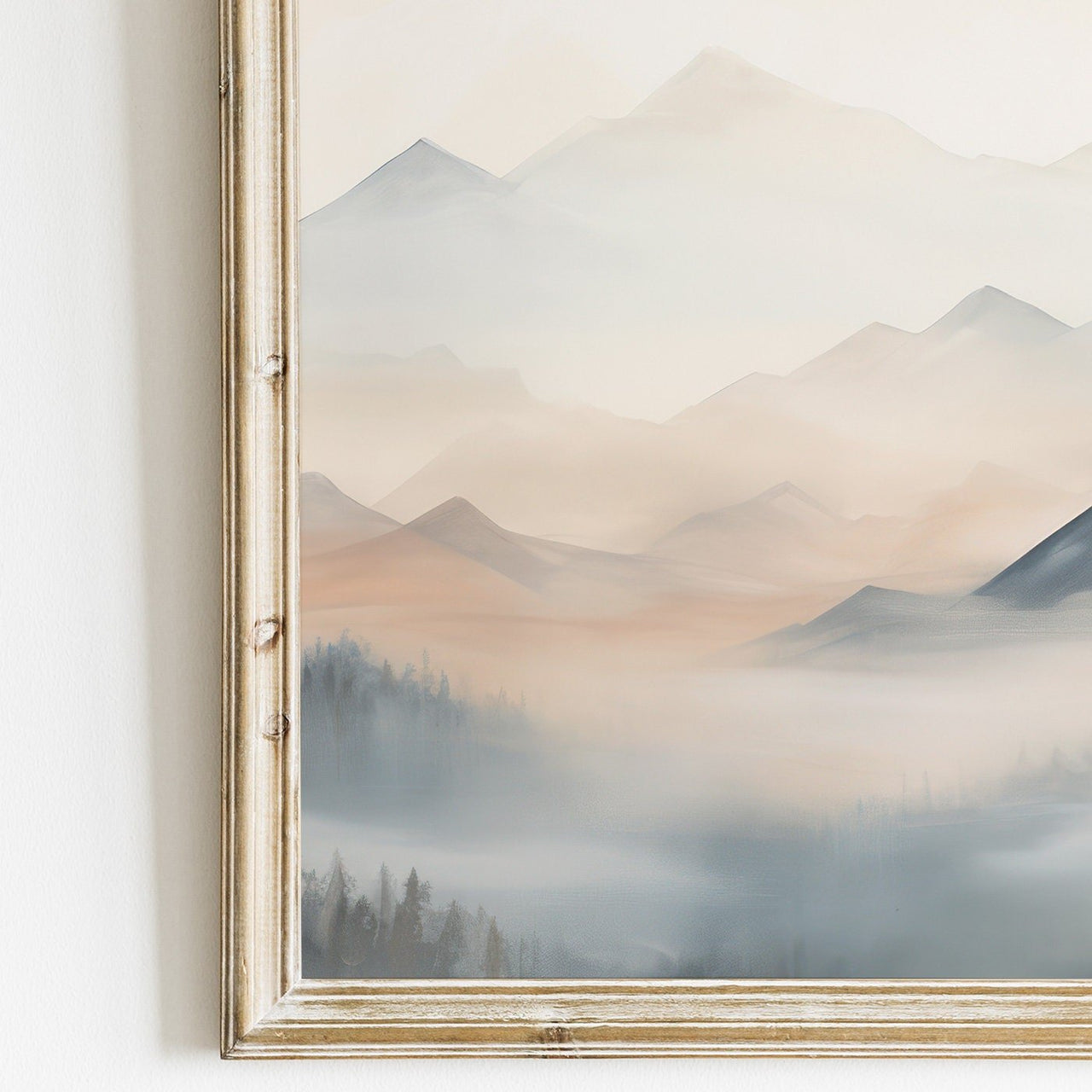 Misty Blue - Beige Mountains Wall Art – Nature Nursery Print • Set of 3