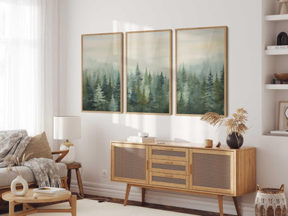 Forest & Mountain Painting, Nature Nursery Decor, Autumn Forest Art - WildfieldPrints