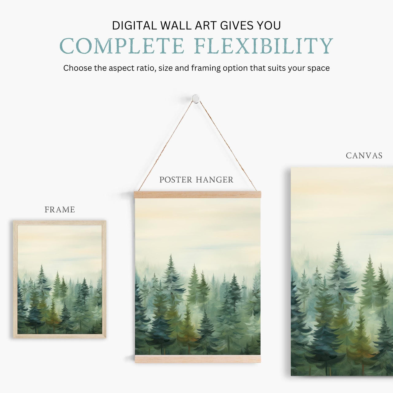 Misty Forest Wall Art – Nature Nursery Print • Set of 3