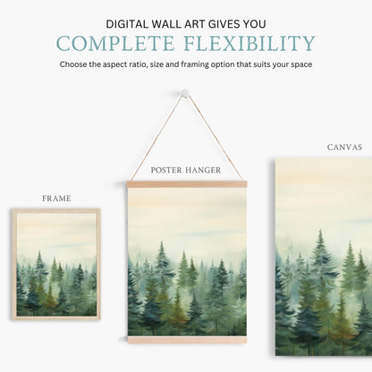 Forest & Mountain Painting, Nature Nursery Decor, Autumn Forest Art - WildfieldPrints