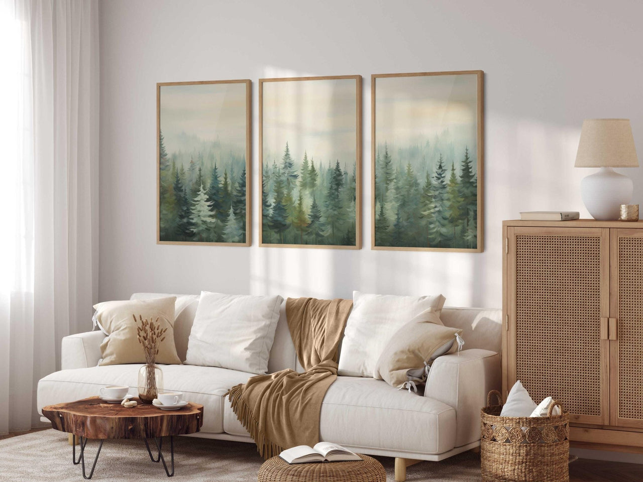 Misty Forest Wall Art – Nature Nursery Print • Set of 3