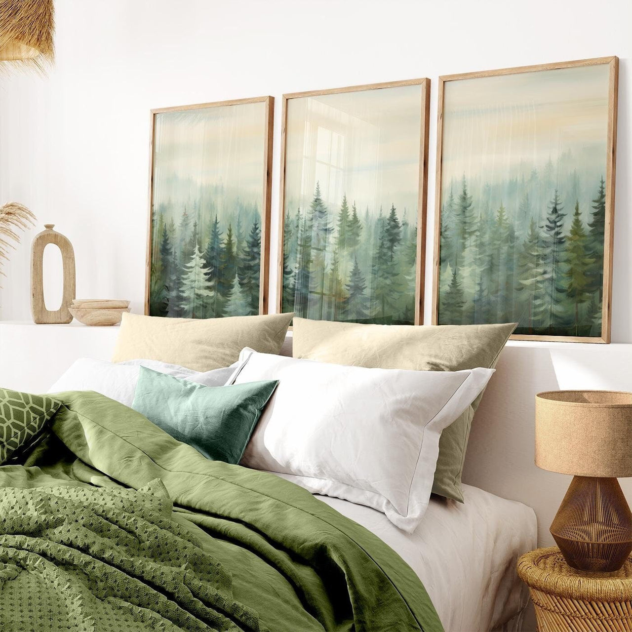 Misty Forest Wall Art – Nature Nursery Print • Set of 3