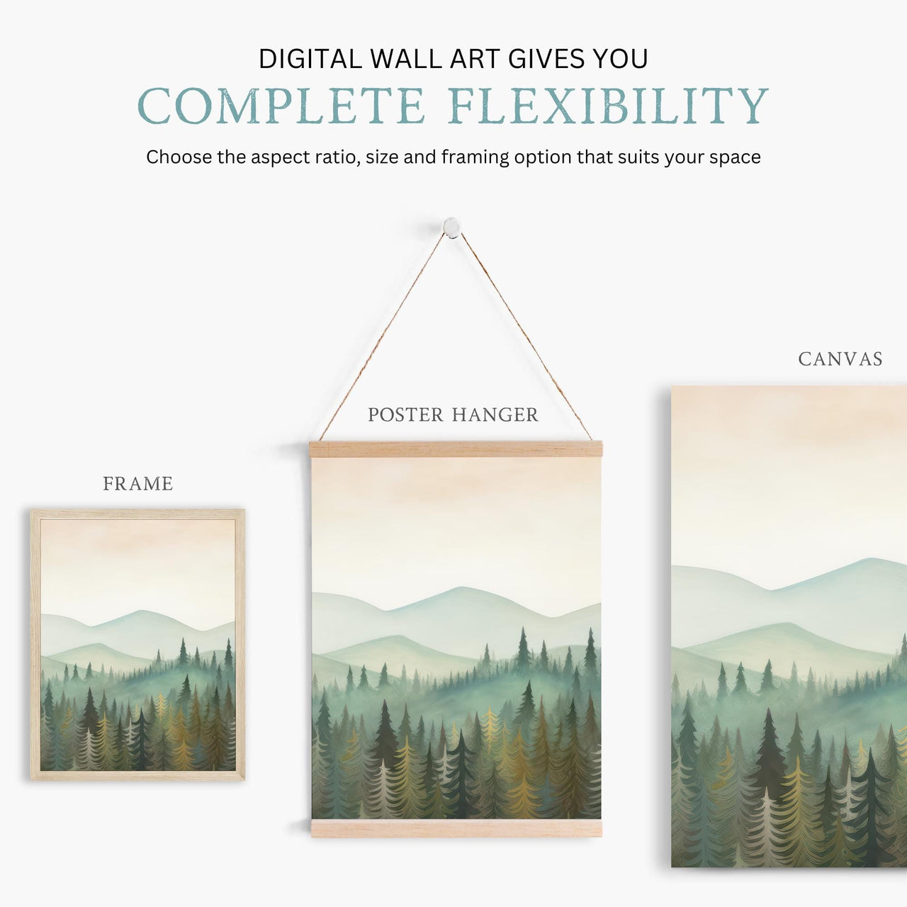 Autumn Forest Wall Art – Nature Living Room Decor • Set of 3