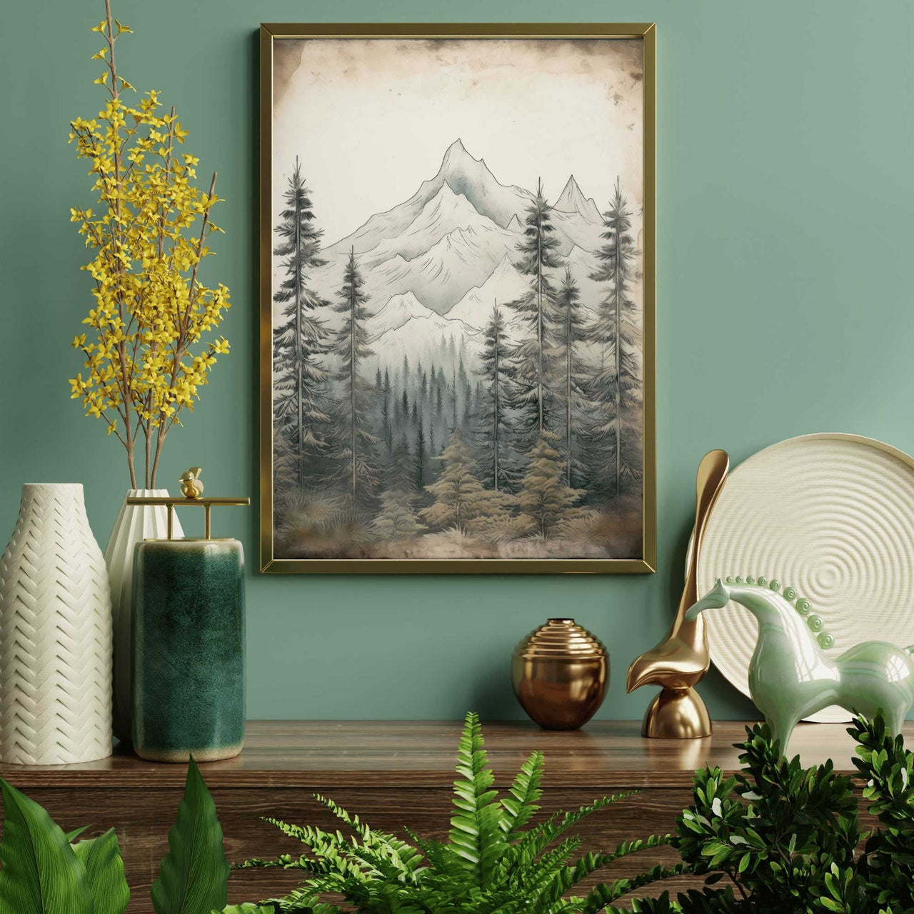 Forest & Mountain Wall Art – Nature Living Room Decor