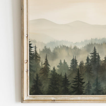Forest Painting, Living Room Decor, Nature Nursery Print, Mountain Art - WildfieldPrints