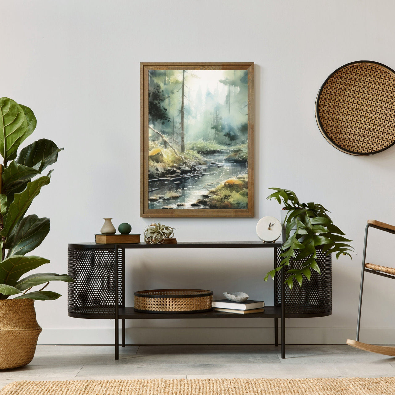 Forest Stream Print – Nature Living Room Wall Decor