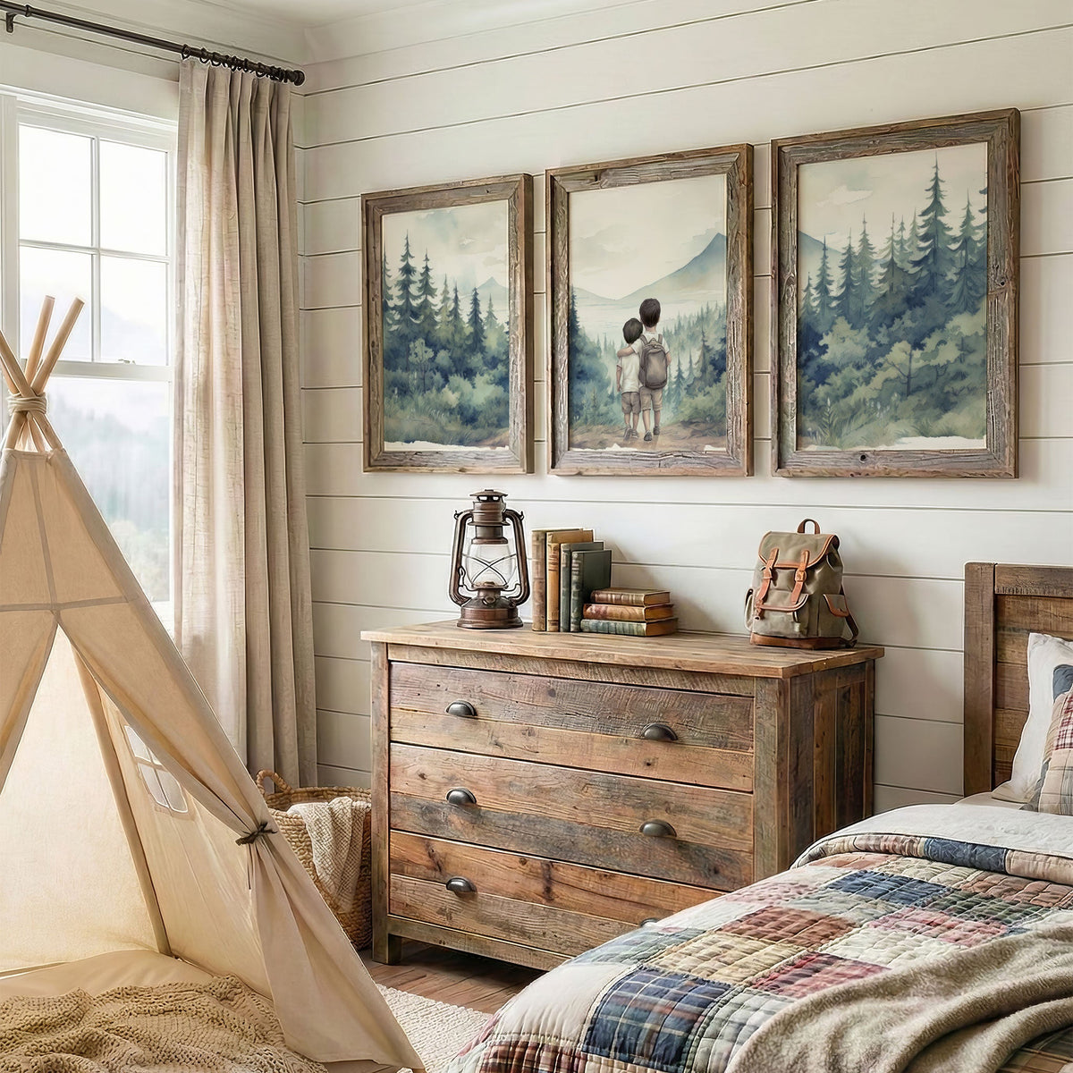 Forest Wall Art – Adventure Boys Room Print • Set of 3