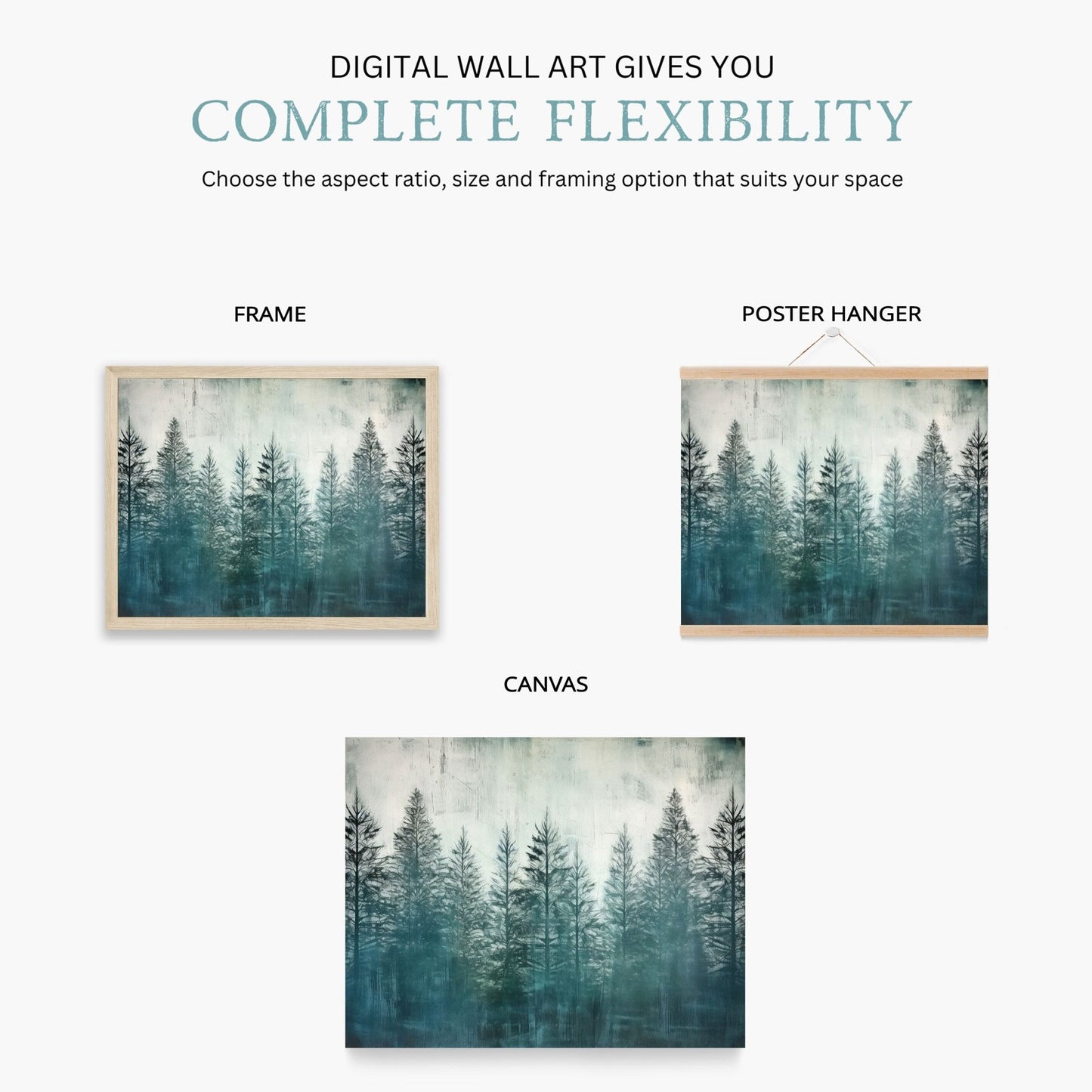 Forest Wall Art, Rustic Landscape Decor, Snowy Fir & Pine Print - WildfieldPrints