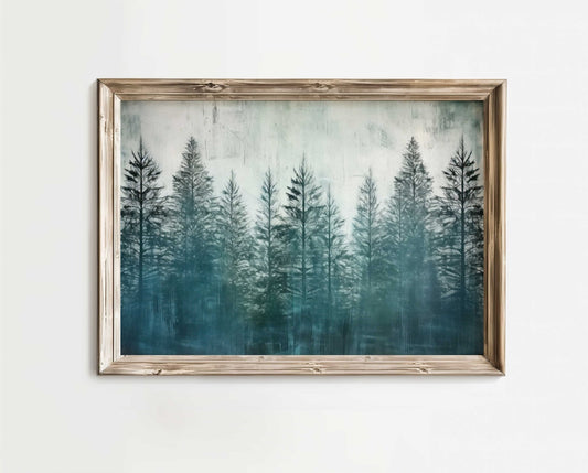 Forest Wall Art, Rustic Landscape Decor, Snowy Fir & Pine Print - WildfieldPrints