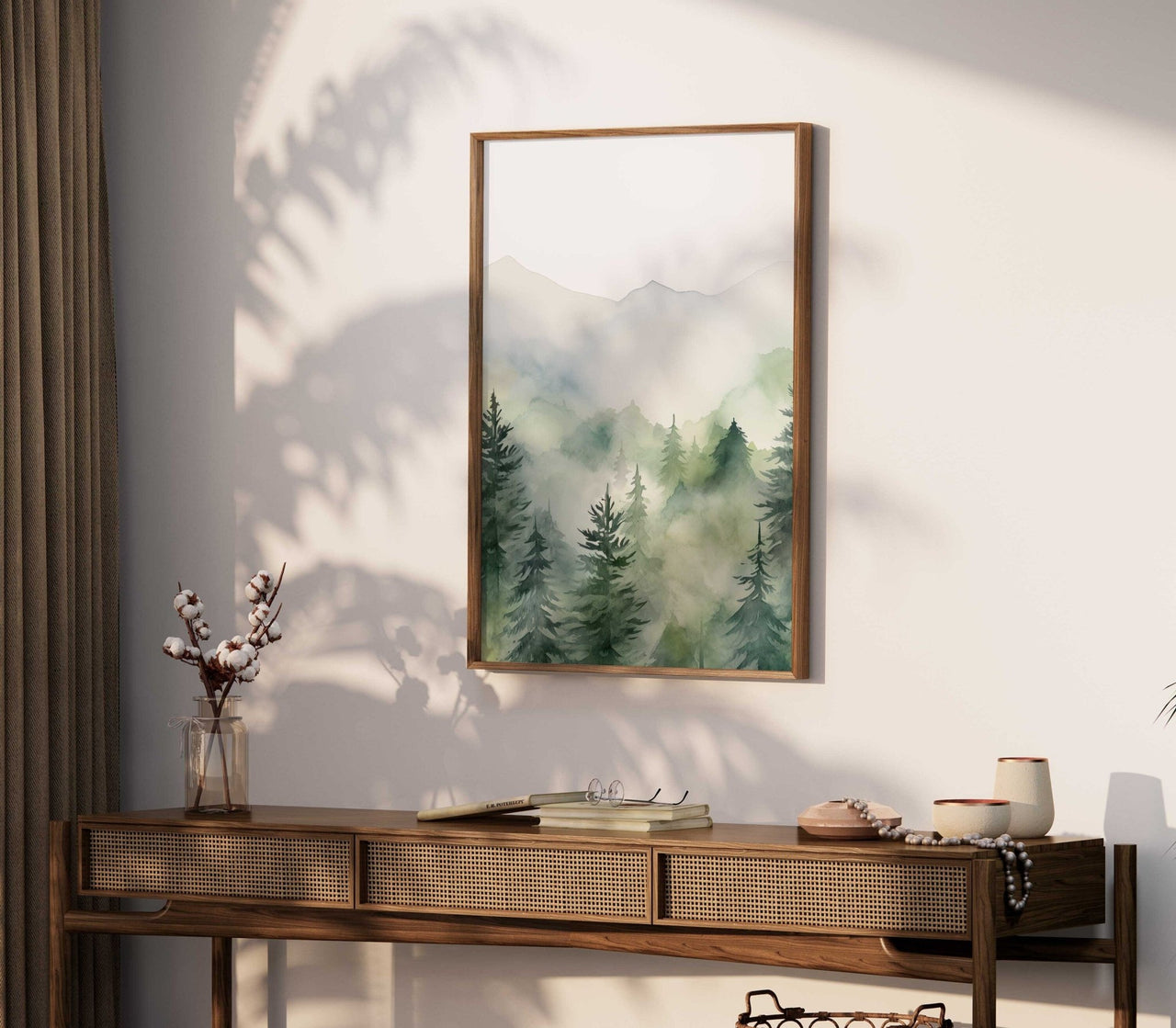 Misty Mountain Wall Art – Landscape Living Room Print