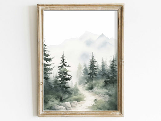 Forest Wall Art, Watercolor Landscape Decor, Nature - Inspired Home Accent - WildfieldPrints