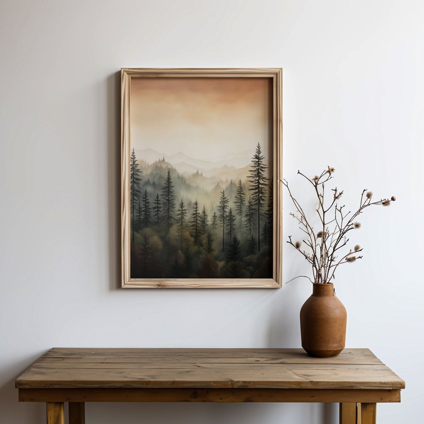 Forest Wall Art, Watercolor Landscape Decor, Pine and Spruce Trees - WildfieldPrints