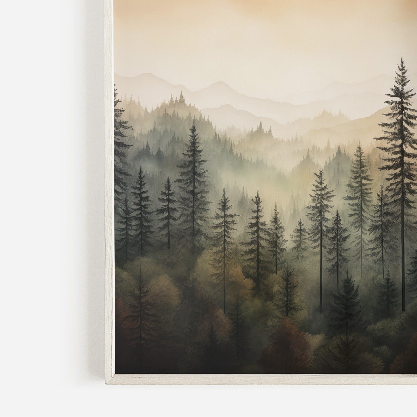 Forest Wall Art, Watercolor Landscape Decor, Pine and Spruce Trees - WildfieldPrints