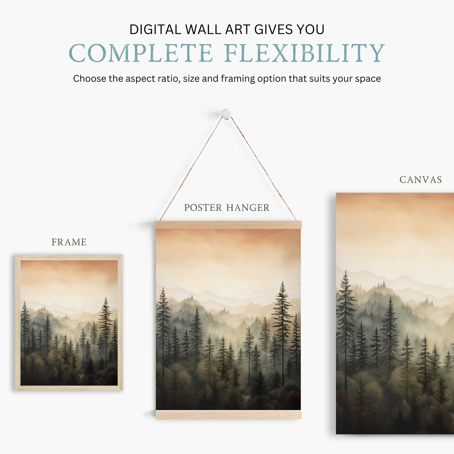 Forest Wall Art, Watercolor Landscape Decor, Pine and Spruce Trees - WildfieldPrints