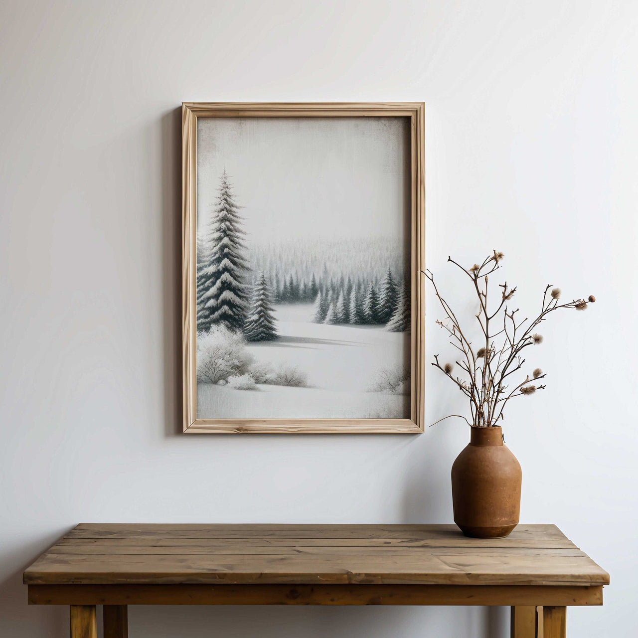 Winter Forest Wall Decor – Nature Living Room Print