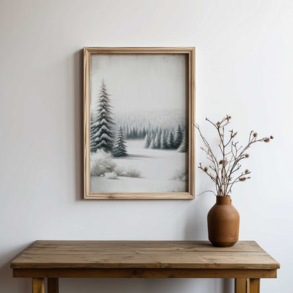 Forest Wall Art, Watercolor Winter Landscape, Pine & Fir Decor - WildfieldPrints