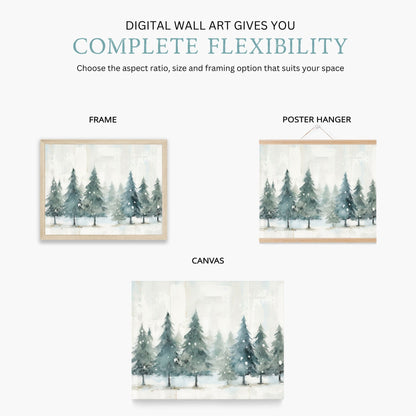 Forest Wall Decor, Rustic Christmas Art, Watercolor Tree Prints - WildfieldPrints
