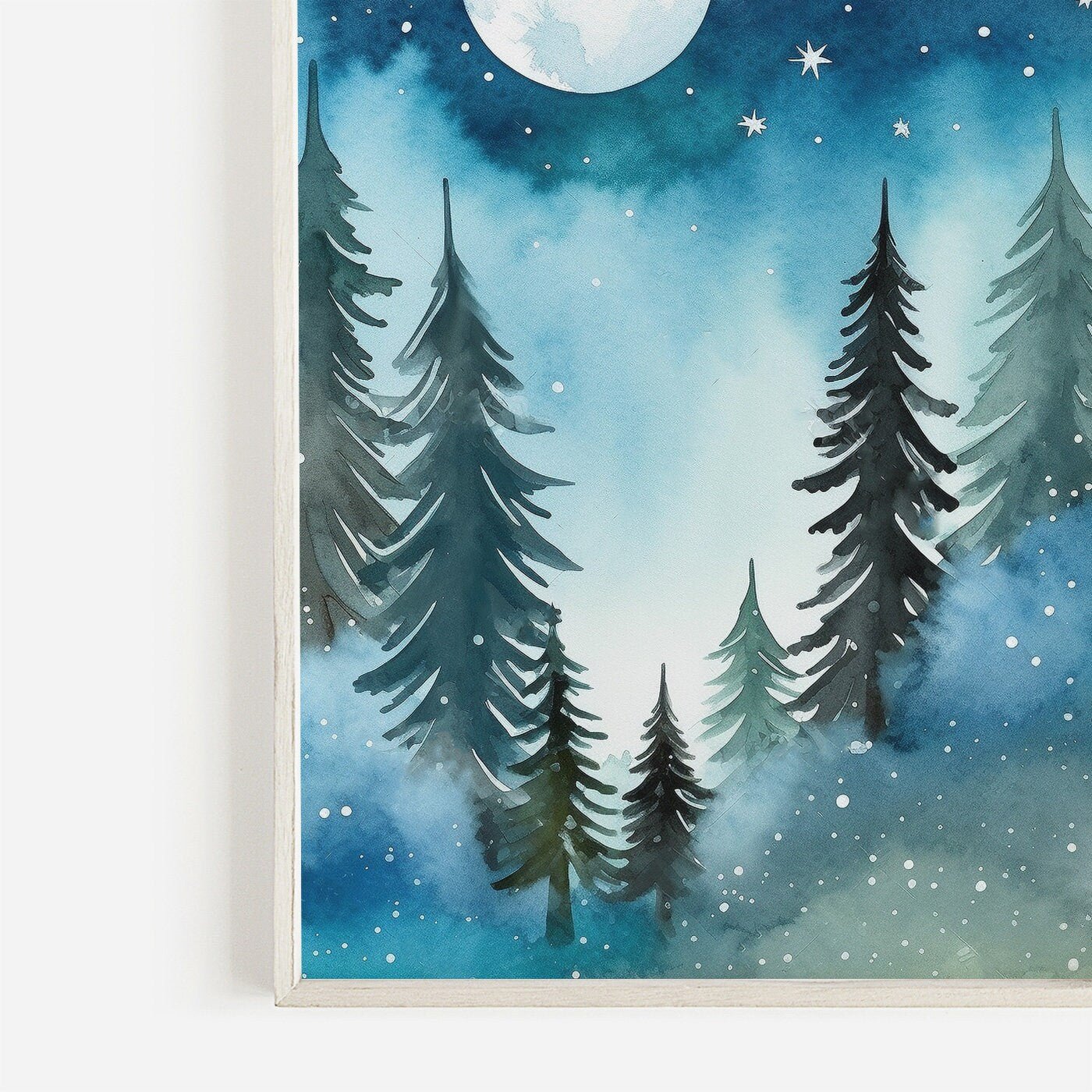 Forest Watercolor Wall Art, Kids Room Decor, Under Moon & Stars - WildfieldPrints