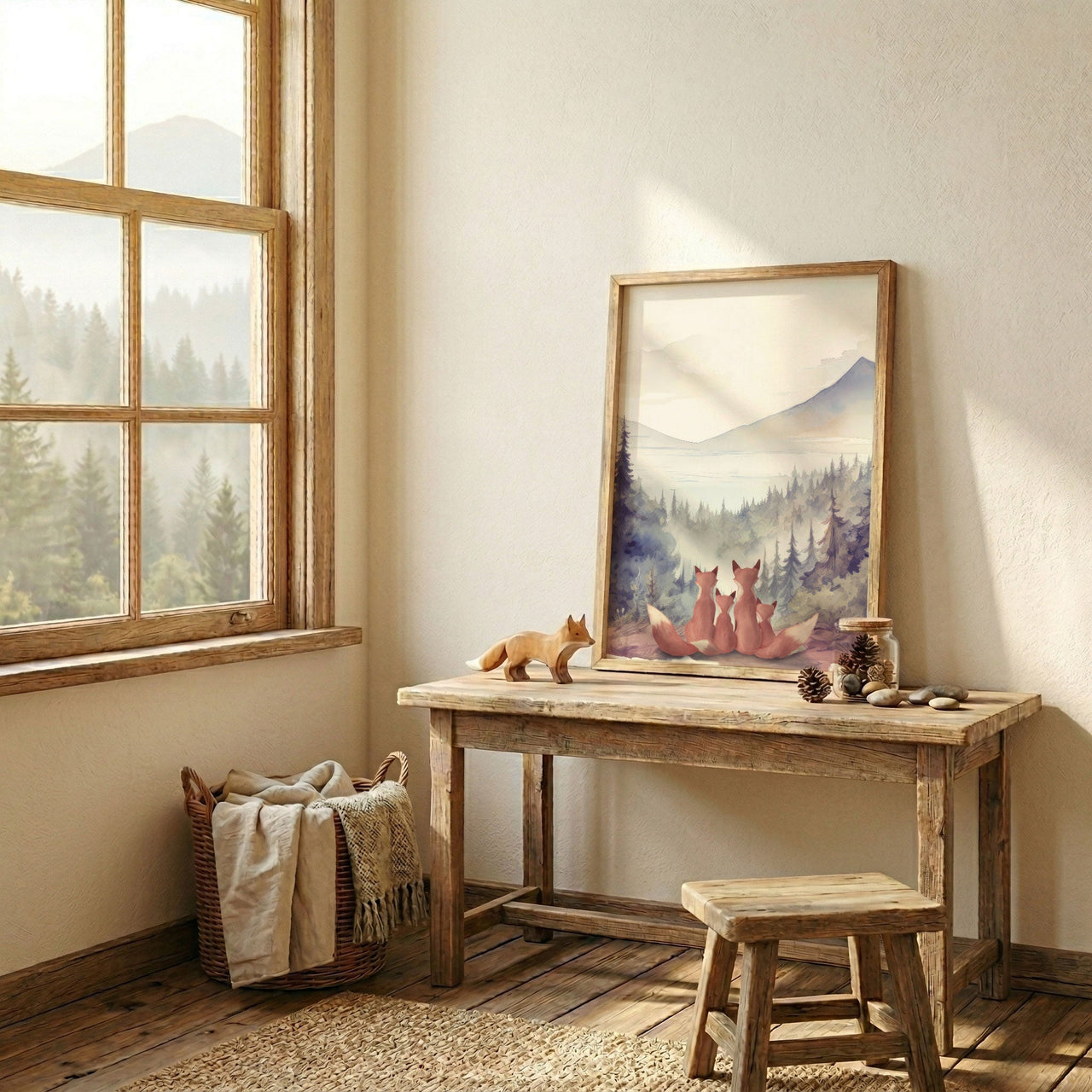 Fox Family Wall Art – Woodland Nursery Print