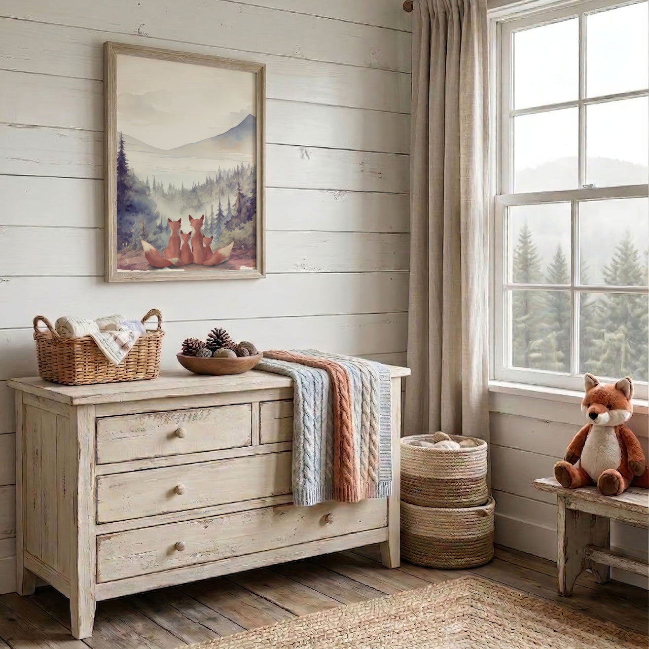 Fox Family Wall Art – Woodland Nursery Print