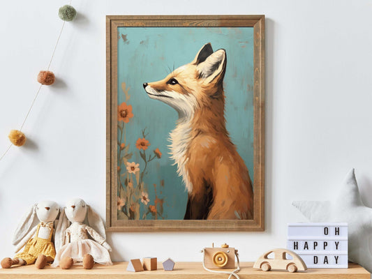 Fox Nursery Art, Adorable Kids Room Decor, Baby Fox Wall Print - WildfieldPrints