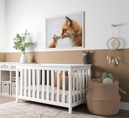 Fox Nursery Decor, Adorable Animal Wall Art, Mother & Baby Fox Print - WildfieldPrints