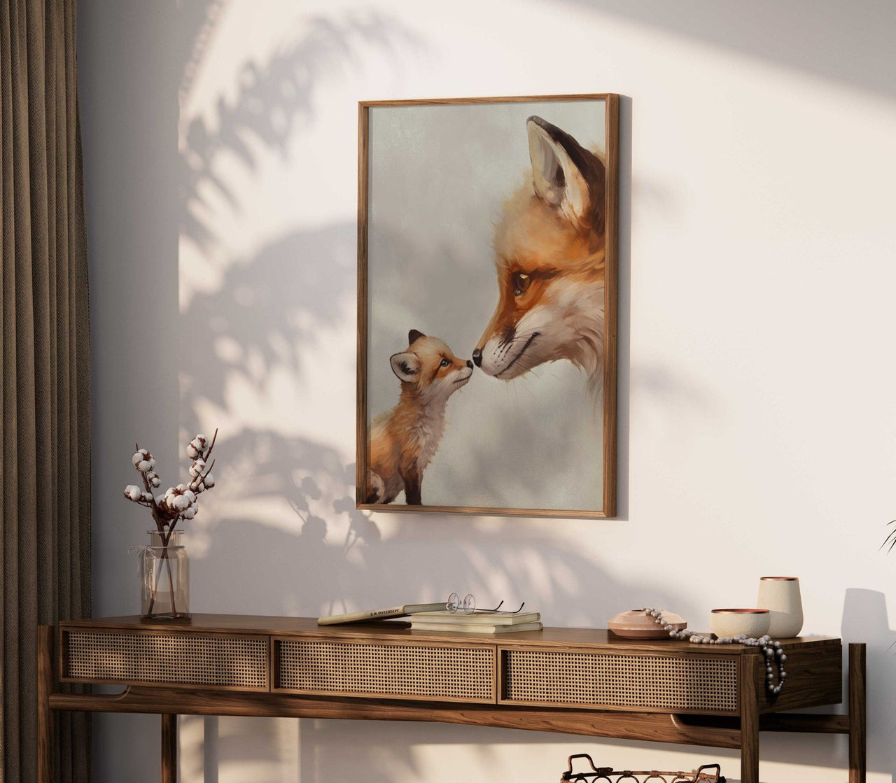 Mother & Baby Fox Print – Woodland Nursery Wall Decor