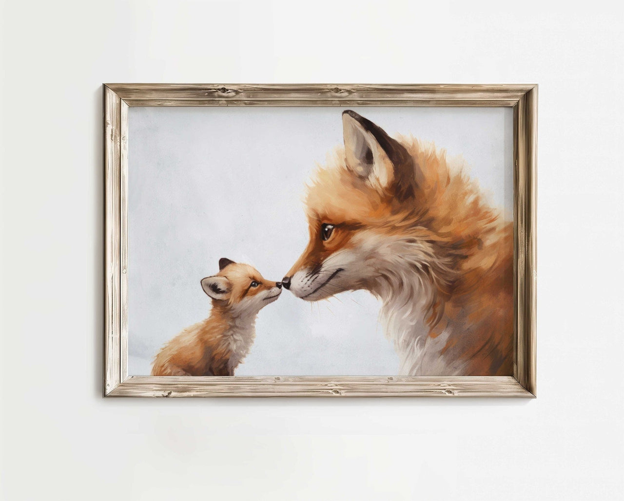Mother & Baby Fox Wall Art – Animal Nursery Print