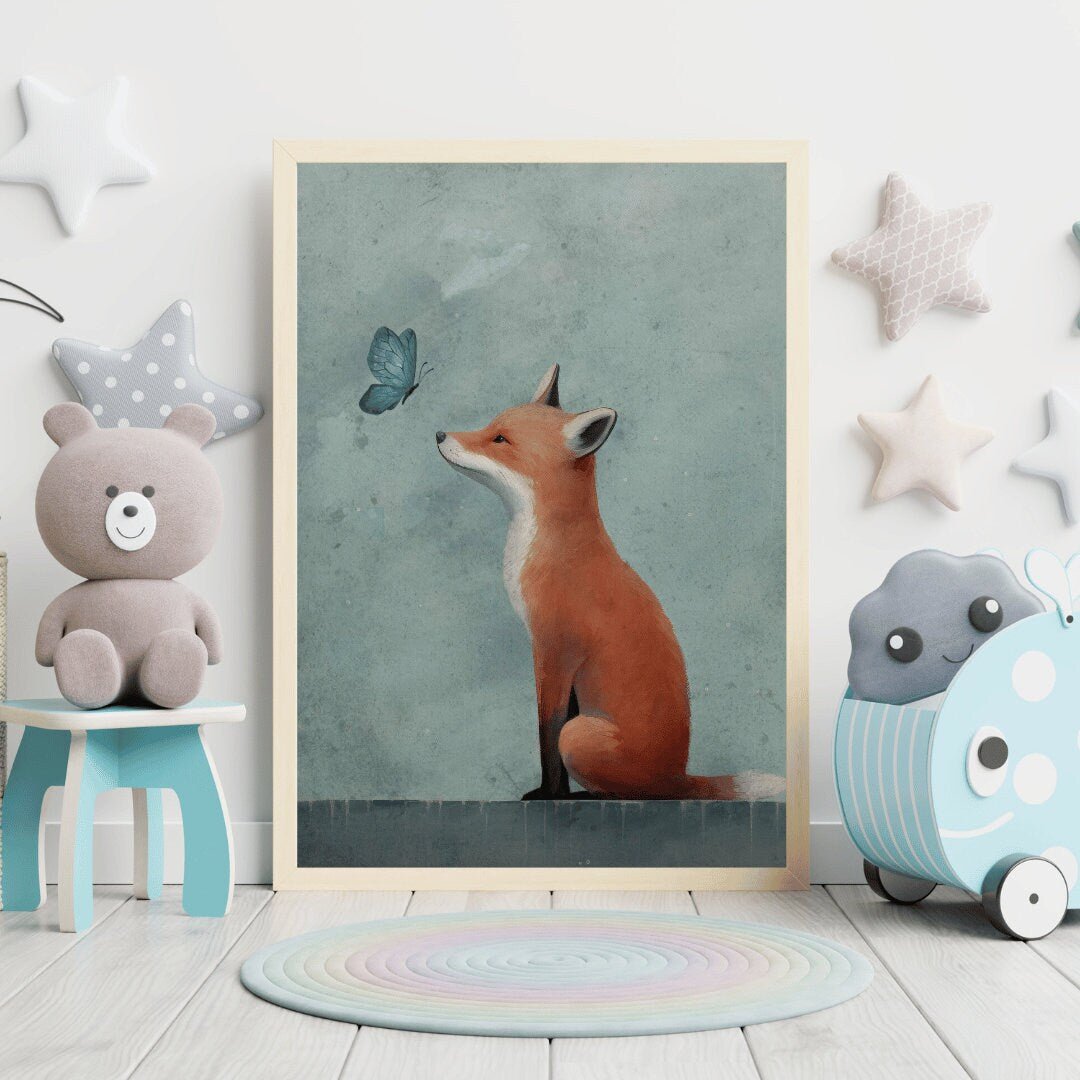 Fox Nursery Decor, Cute Animal Art Print, Woodland Kids Room Wall Art - WildfieldPrints