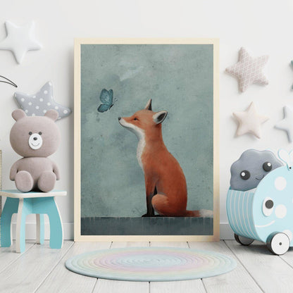 Fox Nursery Decor, Cute Animal Art Print, Woodland Kids Room Wall Art - WildfieldPrints