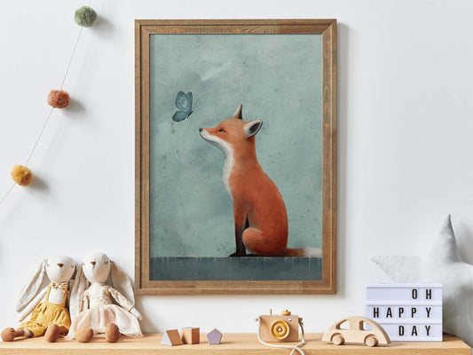 Fox Nursery Decor, Cute Animal Art Print, Woodland Kids Room Wall Art - WildfieldPrints