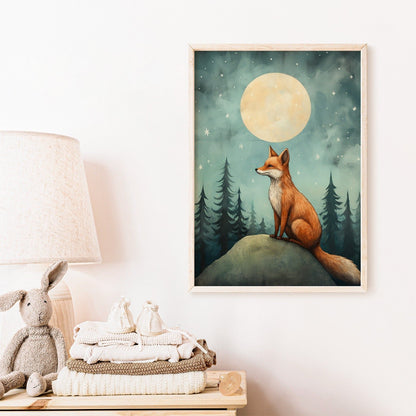 Fox Nursery Decor, Watercolor Fox Print, Forest Animal Wall Art - WildfieldPrints