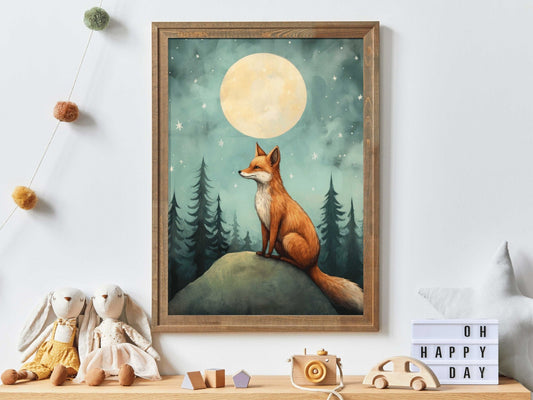 Fox Nursery Decor, Watercolor Fox Print, Forest Animal Wall Art - WildfieldPrints